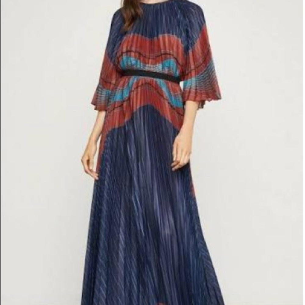 BCBGMAXAZRIA Pleated Blue Gown